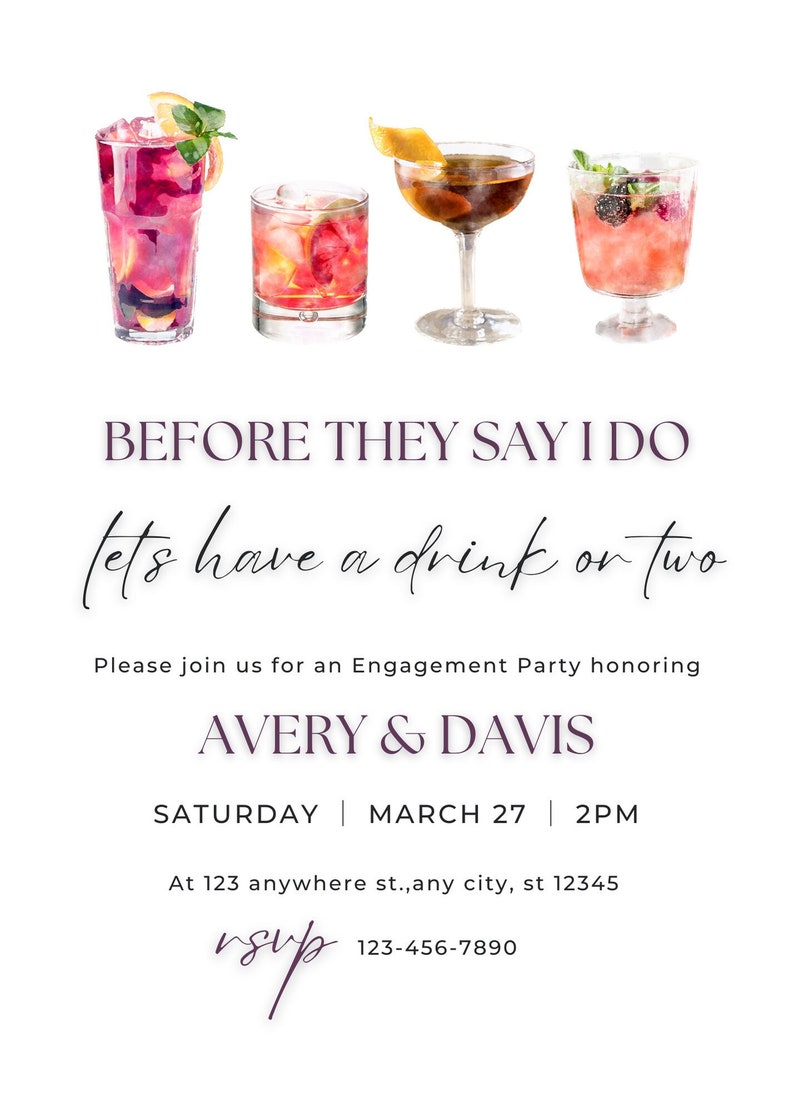 Engagement Cocktail Party Invitation Engagement Party Etsy