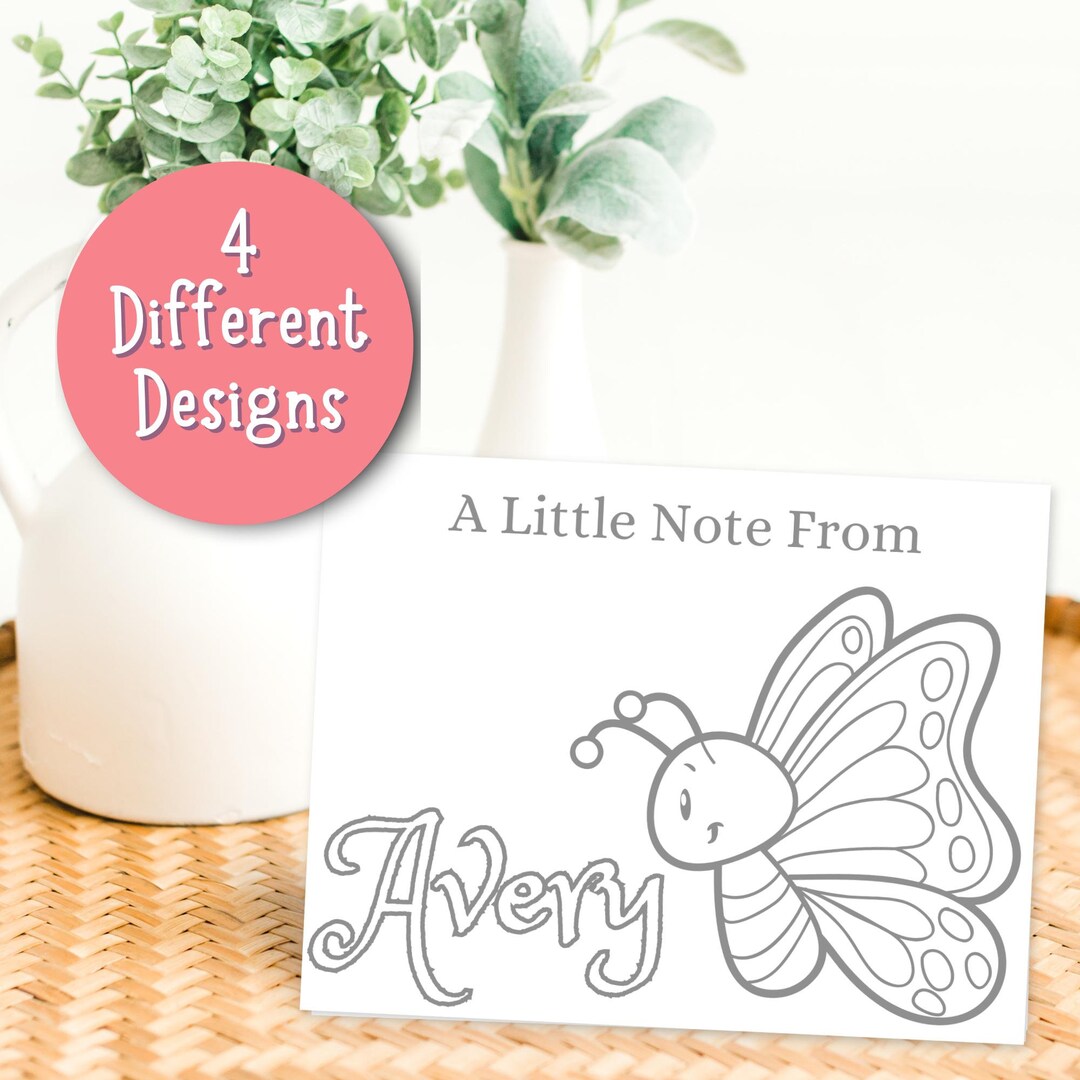 Color Your Own Butterfly Stationery Set, Personalized Notecard Gift for ...