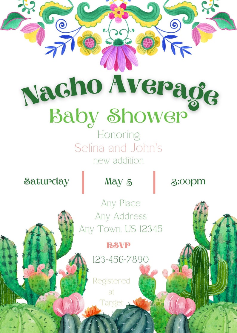 Nacho Average Baby Shower Invitation Set Etsy