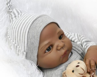 black reborn silicone baby girl