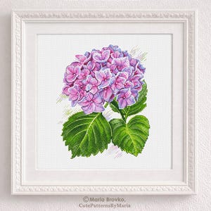 Cross Stitch Pattern Awesome hydrangea DMC Chart Printable PDF Instant Download image 1