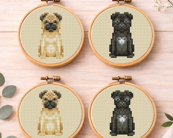 Patrón de punto de cruz, 2 versiones de color, gráfico Pug DMC, bordado, imprimible, PDF, descarga instantánea