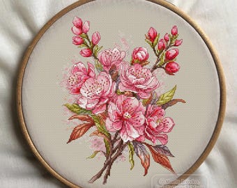 Cross Stitch Pattern Sakura blossom DMC Chart Printable PDF Instant Download