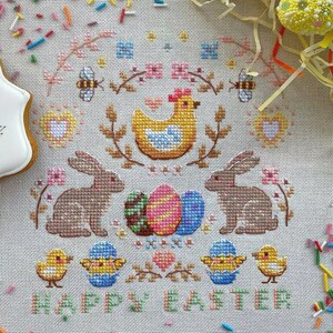 Cross Stitch Pattern Easter Sampler DMC Chart Embroidery Printable PDF ...