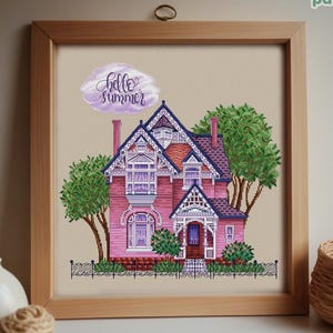 Cross Stitch Pattern Summer house DMC Chart Embroidery Printable PDF Instant Download