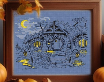 Cross Stitch Pattern Evening in Shire DMC Cross Stitch Chart Pattern Embroidery Chart Printable PDF Instant Download