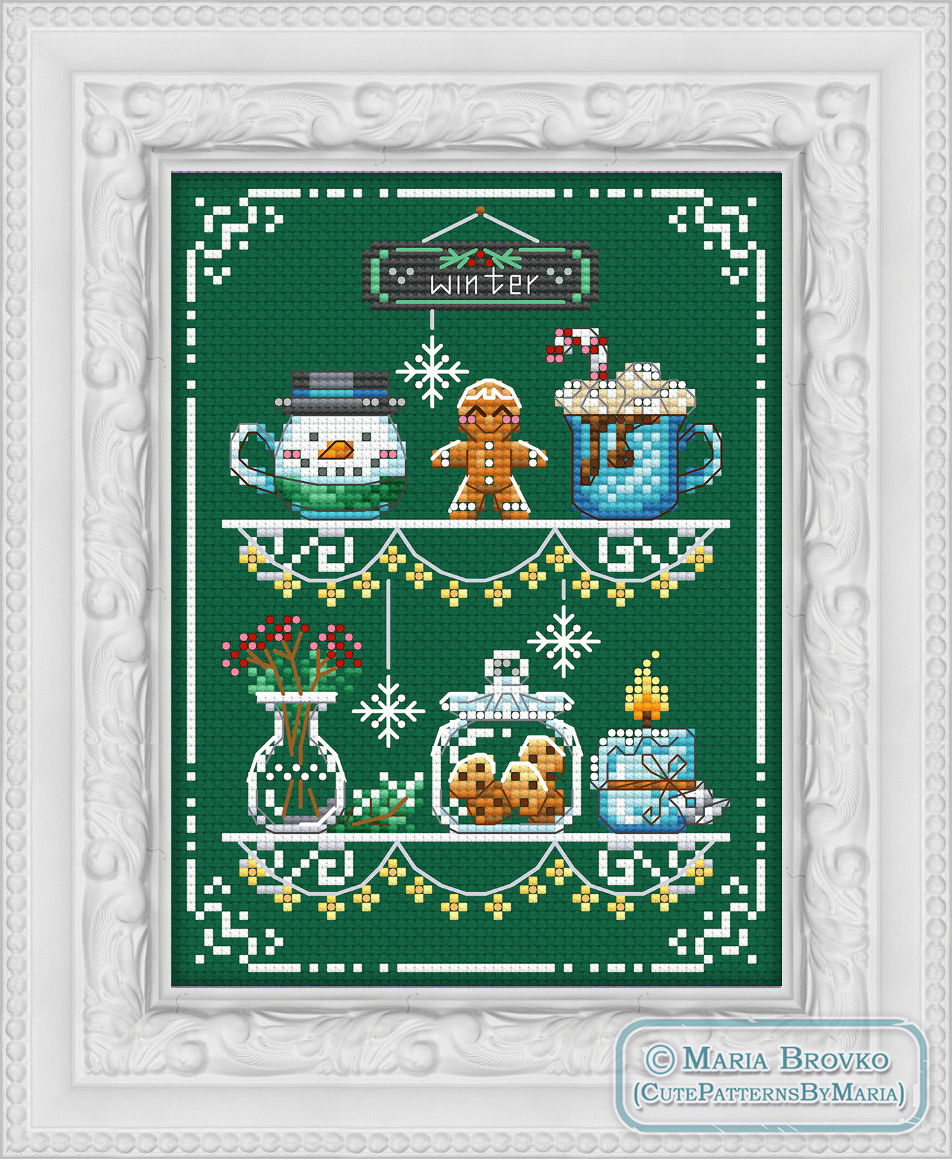 Cross Stitch PDF Pattern Cozy Winter Shelves DMC Chart Printable PDF ...
