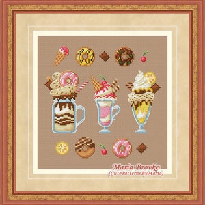 Cross Stitch Pattern Dessert is an art DMC Chart Embroidery Chart Printable PDF Instant Download
