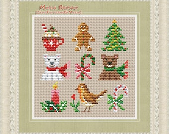 Cross Stitch Pattern "Christmas sampler" DMC Cross Stitch Chart Needlepoint Pattern Embroidery Chart Printable PDF Instant Download