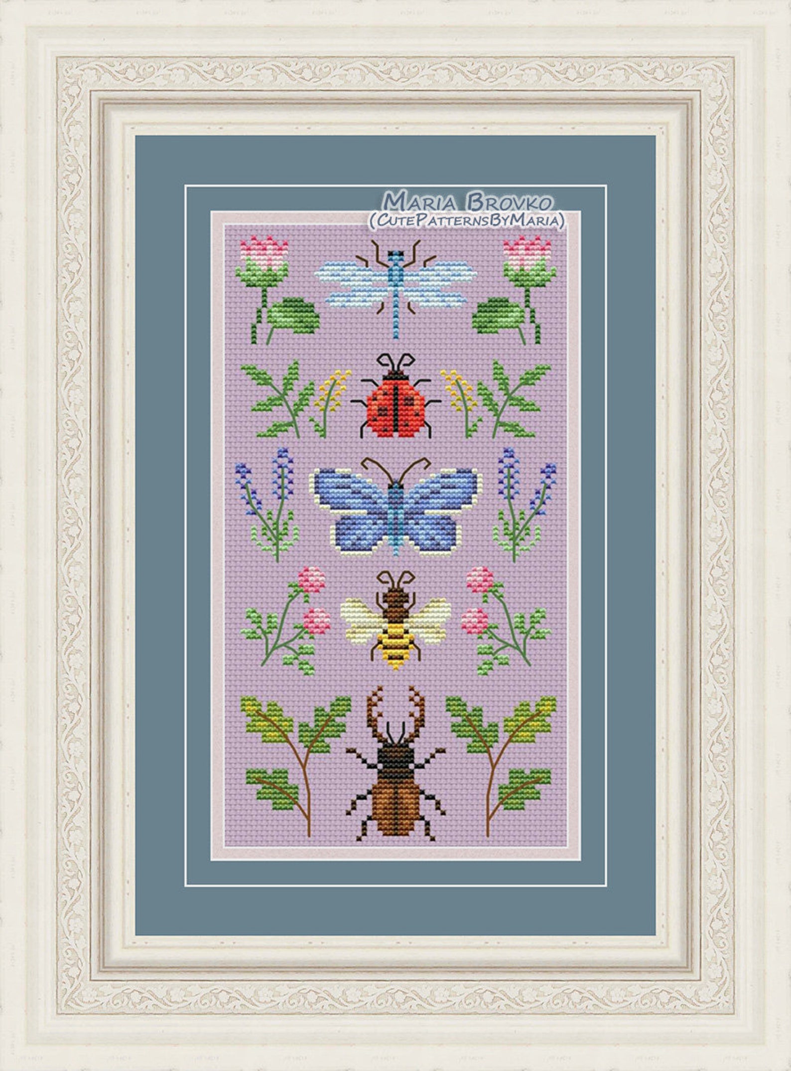 Cross Stitch Pattern Buzzing Sampler DMC Chart Embroidery Printable PDF ...