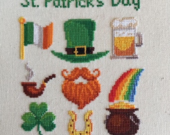 Schema punto croce irlandese per il giorno di San Patrizio DMC, PDF stampabile, download immediato