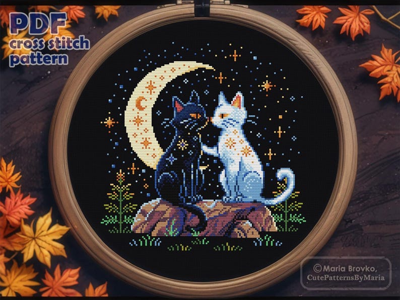 Cross Stitch Star cats Pattern DMC Chart Printable PDF Instant Download
