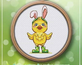 Cross Stitch Pattern Chicken No1 from the 5 Easter Chicks collection DMC Chart Printable PDF Instant Download