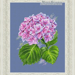 Kruissteekpatroon Geweldige hortensia DMC-grafiek Afdrukbare PDF Direct downloaden