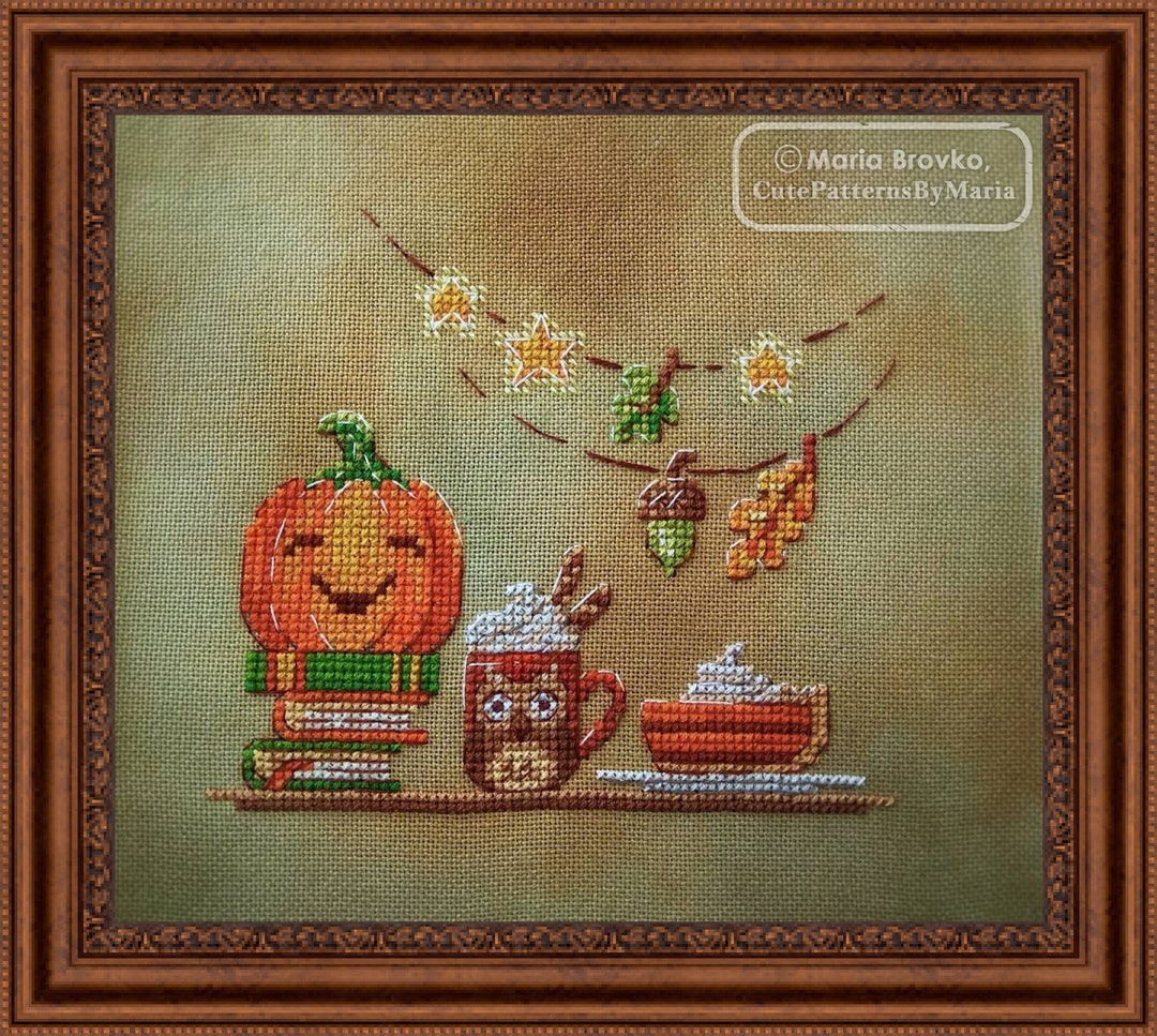 Cross Stitch Pattern Everything I Love in Autumn DMC Chart Halloween ...