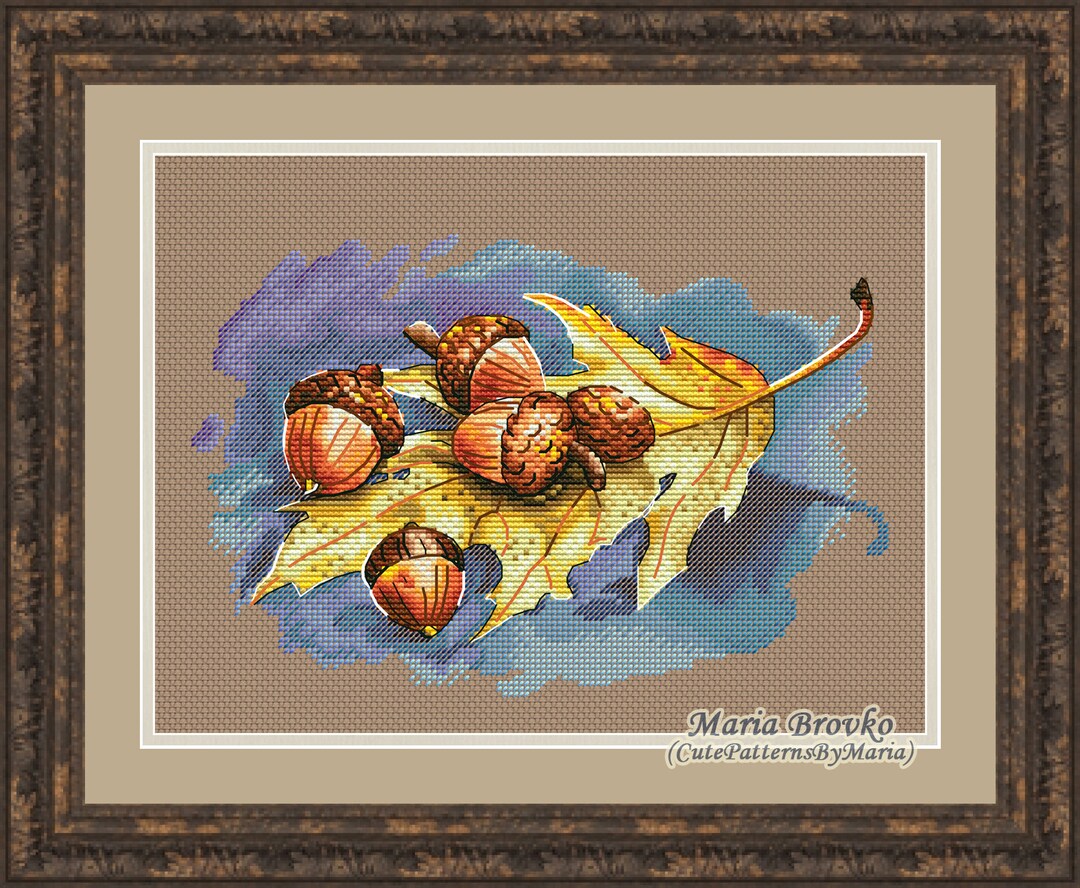 Cross Stitch Pattern Acorns DMC Chart Embroidery Printable PDF Instant ...