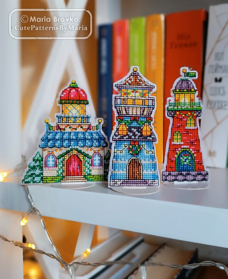 25% Cheaper as a Set - Christmas Lighthouses Cross Stitch Pattern ...