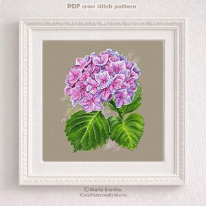 Cross Stitch Pattern Awesome hydrangea DMC Chart Printable PDF Instant Download image 4