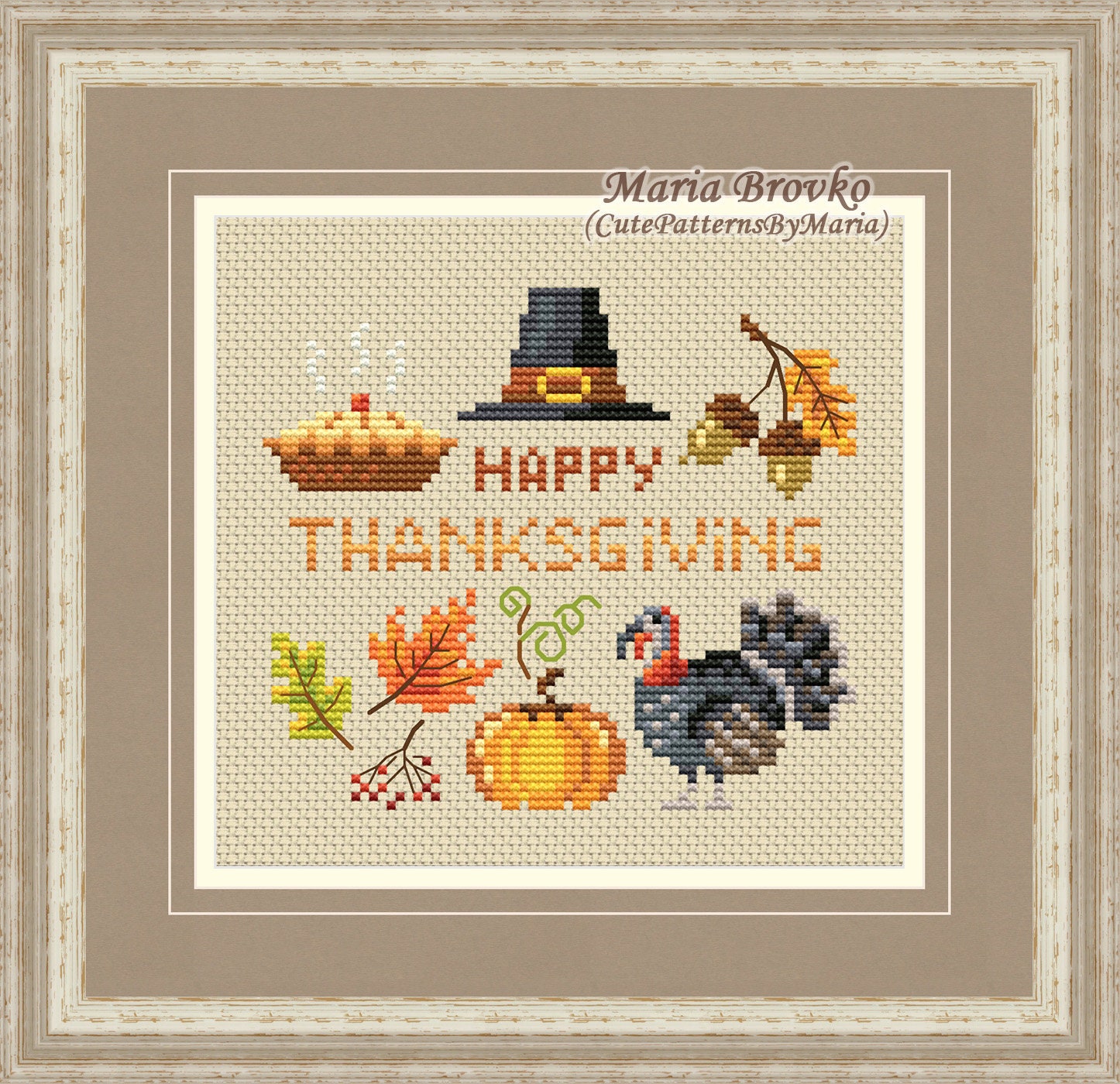 Cross Stitch Pattern Thanksgiving Day DMC Chart Embroidery Printable PDF Instant Download - Etsy