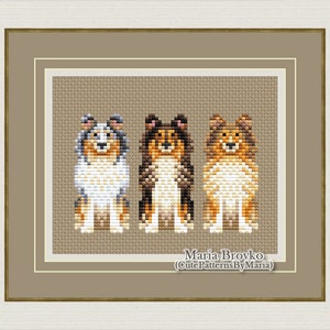 Cross Stitch Pattern Sheltie Shetland Sheepdog 3 options DMC Chart Printable PDF Instant Download