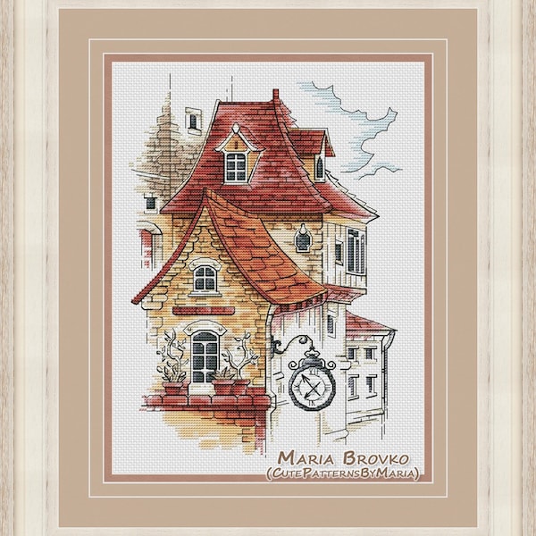 Cross Stitch Pattern Old Town DMC Chart Embroidery Printable PDF Instant Download