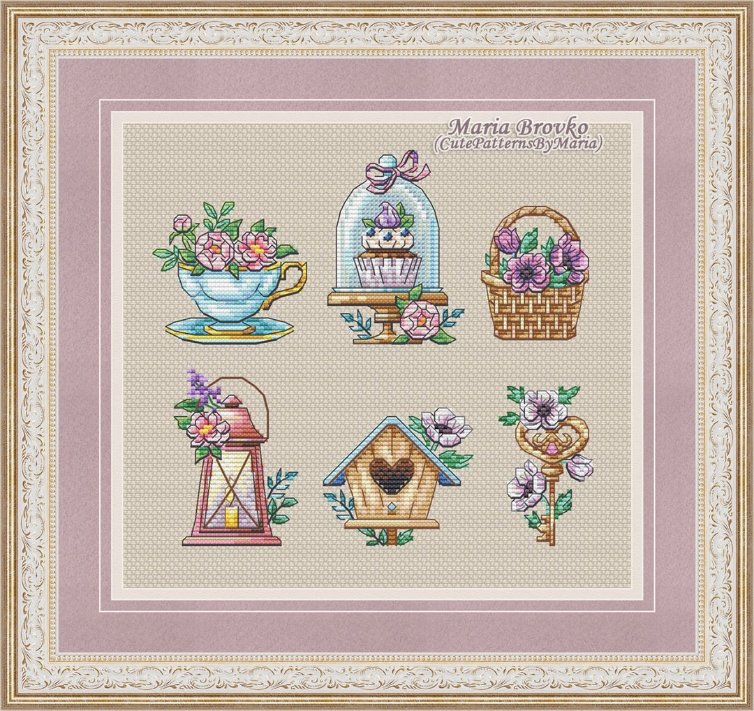 50% Cheaper as a Set - Cross Stitch Pattern Spring Miniatures DMC Chart ...