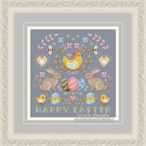 Cross Stitch Pattern Easter Sampler DMC Chart Embroidery Printable PDF ...