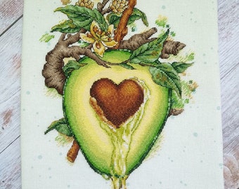Cross Stitch Pattern "Avocado" DMC Chart Embroidery Printable PDF Instant Download