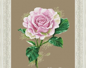 Cross Stitch Pattern Pink rose DMC Chart Needlepoint Embroidery Printable PDF Instant Download