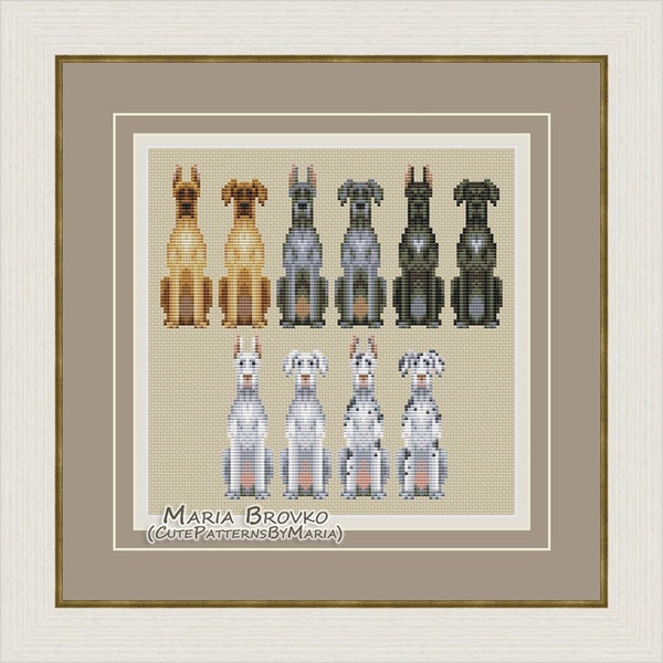 Cross Stitch Pattern "Great Dane" DMC Chart Needlepoint Embroidery Printable PDF Instant Download