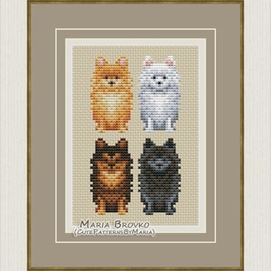 Cross Stitch Pattern &quot;Pomeranian (dog)&quot; DMC Chart Needlepoint Embroidery Printable PDF Instant Download