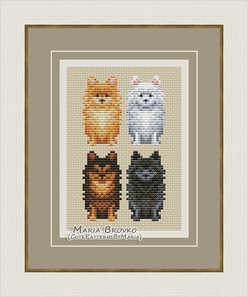 クロスステッチ パターン「ポメラニアン（犬）」DMC チャート ニードル