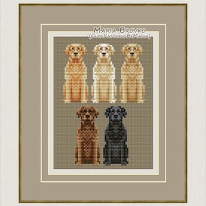 Cross Stitch Pattern &quot;Labrador Retriever and Golden Retriever&quot; DMC Chart Embroidery Printable PDF Instant Download