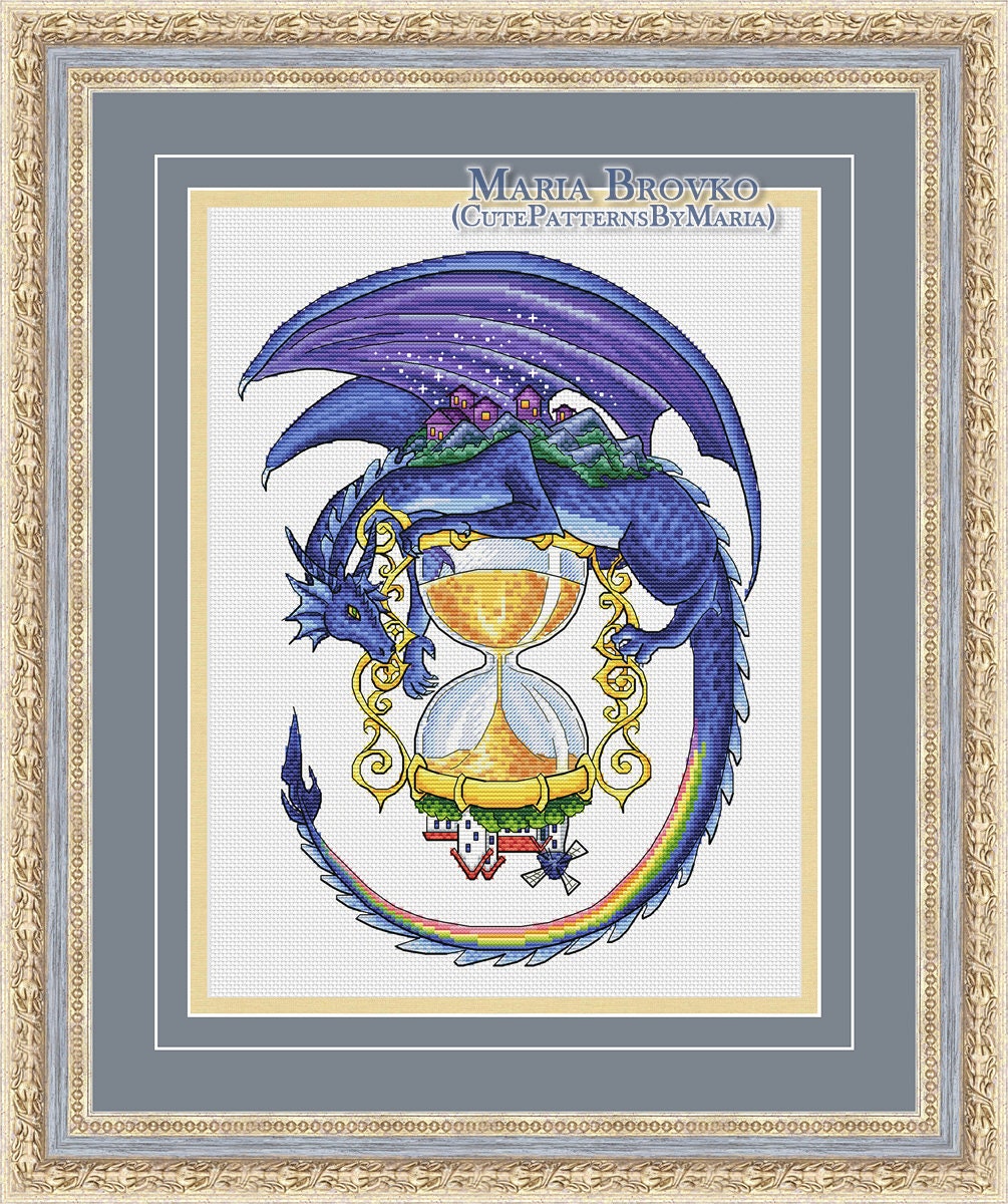 Cross Stitch Pattern the Dragon That Keeps Time Etsy Canada