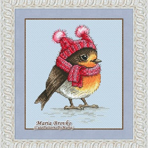 Cross Stitch Pattern "Robin" DMC Embroidery Chart Printable PDF Instant Download