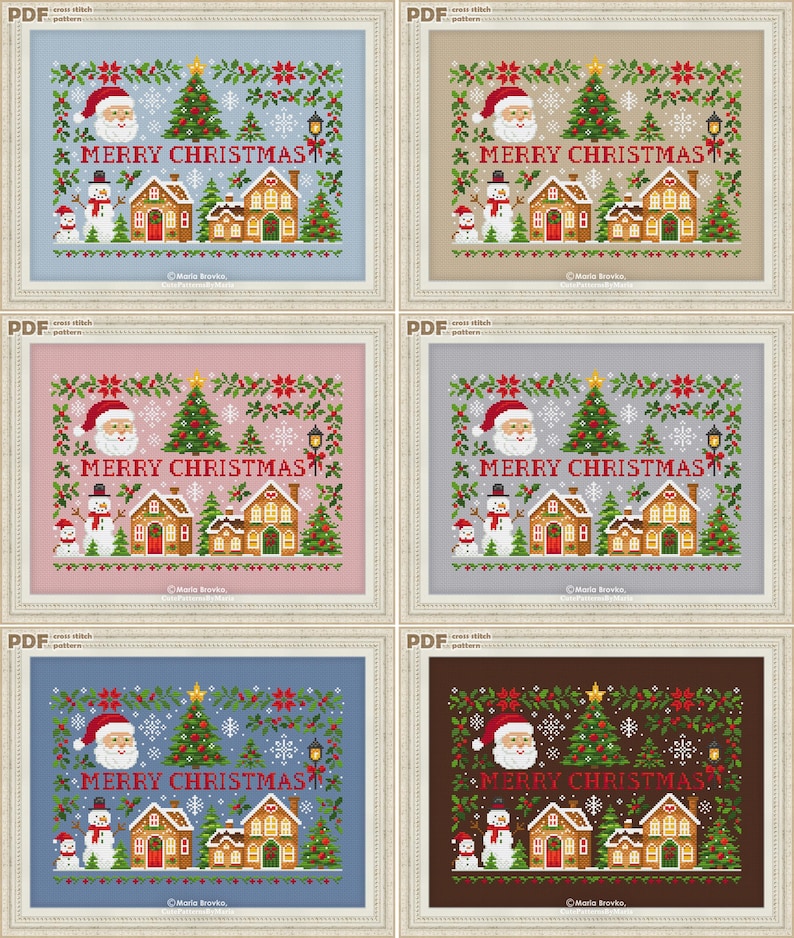 Cross Stitch PDF Pattern Christmas Sampler With Gingerbread Houses DMC ...
