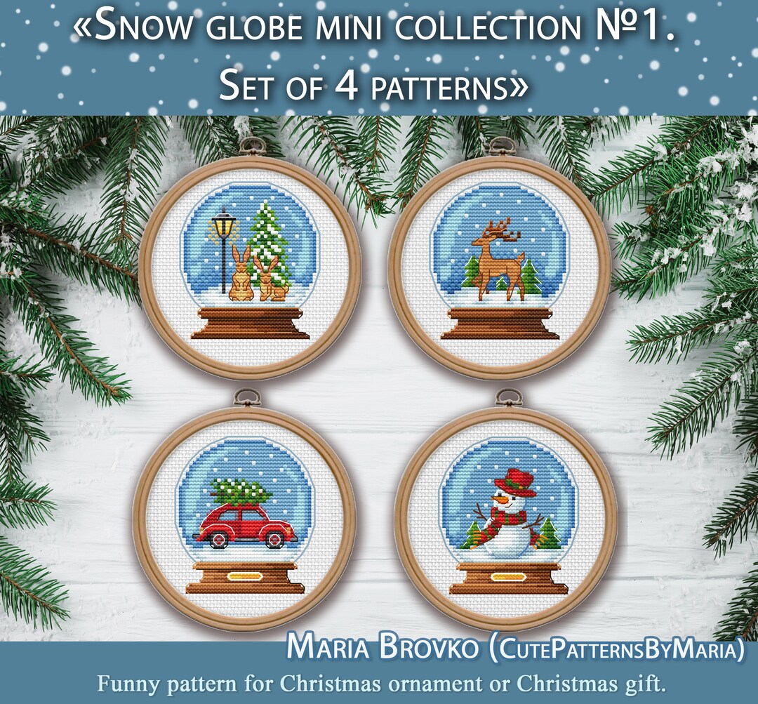 Cross Stitch PDF Patterns - 25% Cheaper as a Set Snow Globe Collection ...
