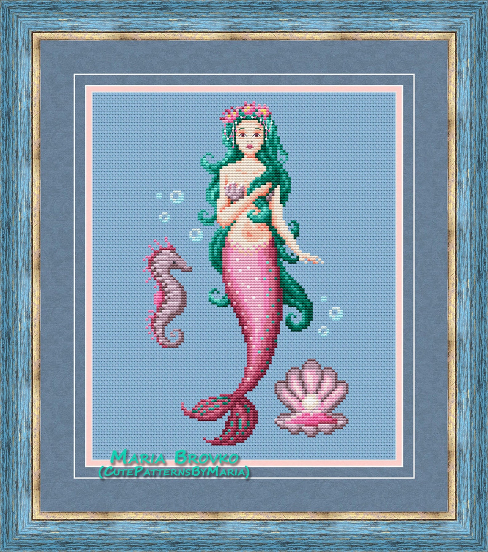 Cross Stitch Pattern Mermaid DMC Chart Printable PDF Instant Download ...