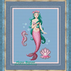 Cross Stitch Pattern Mermaid DMC Chart Printable PDF Instant Download