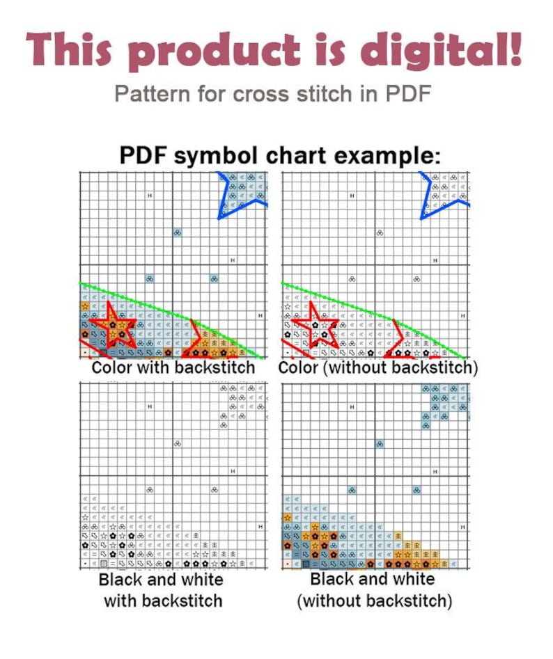 Cross Stitch Pattern Magic Space Whale DMC Chart Printable PDF Instant ...