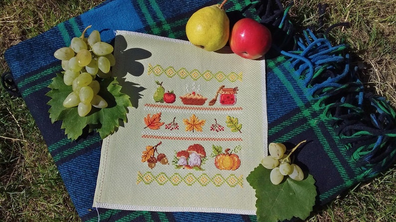 Cross Stitch Pattern Lovely Autumn Sampler DMC Cross Stitch Chart Embroidery Printable PDF Instant Download zdjęcie 10