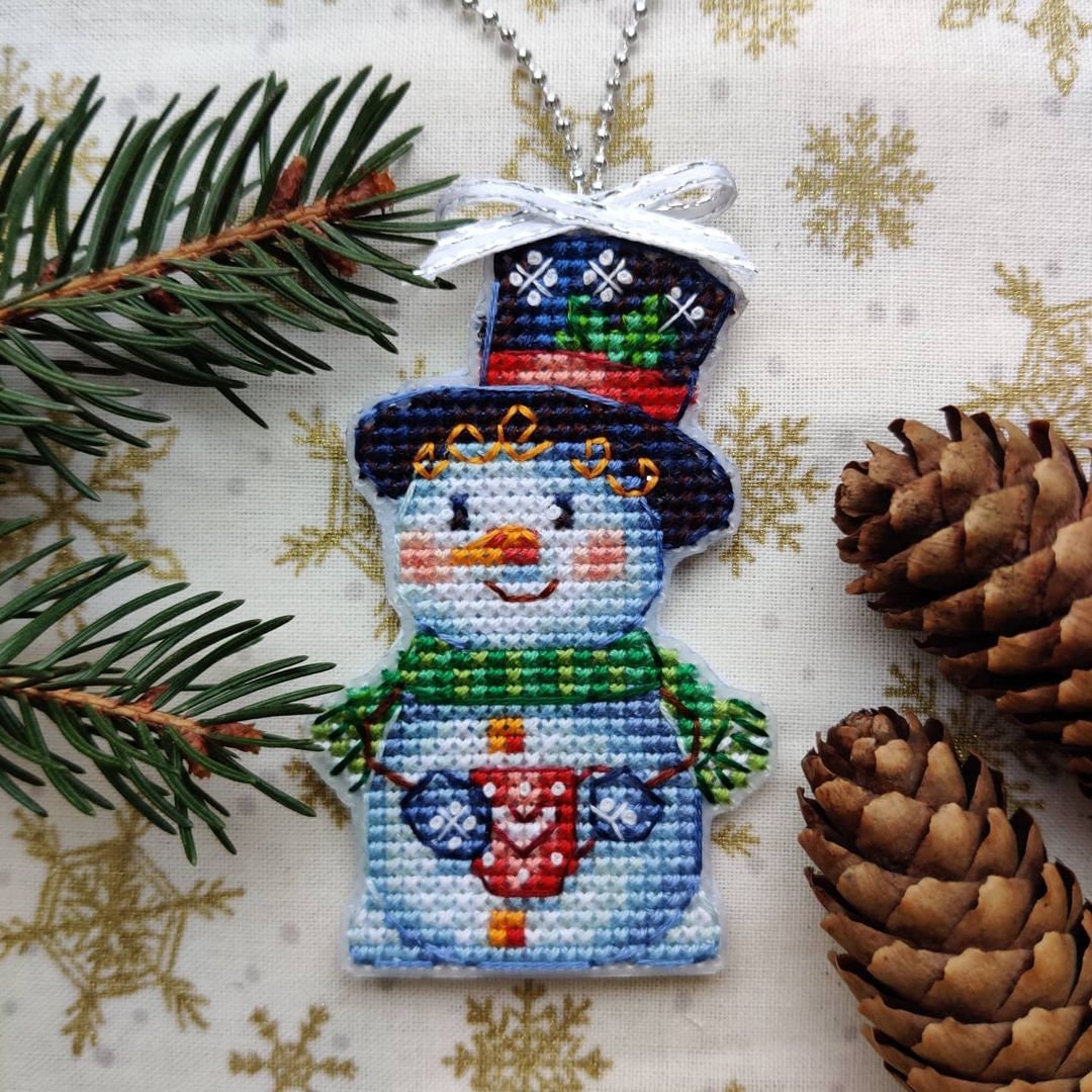 Cross Stitch Christmas Decor Snowman DMC Chart Printable PDF - Etsy