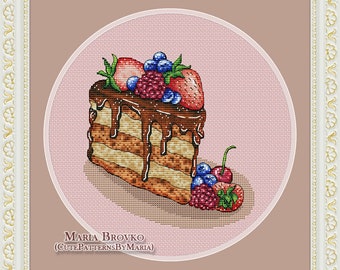 Cross Stitch Pattern "A piece of cake" DMC Chart Needlepoint Embroidery Printable PDF Instant Download