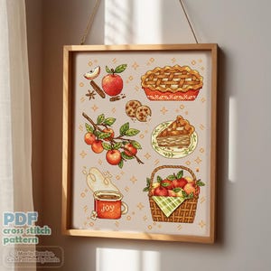 Kruissteekpatroon appeltaart DMC-diagram afdrukbare pdf direct downloaden