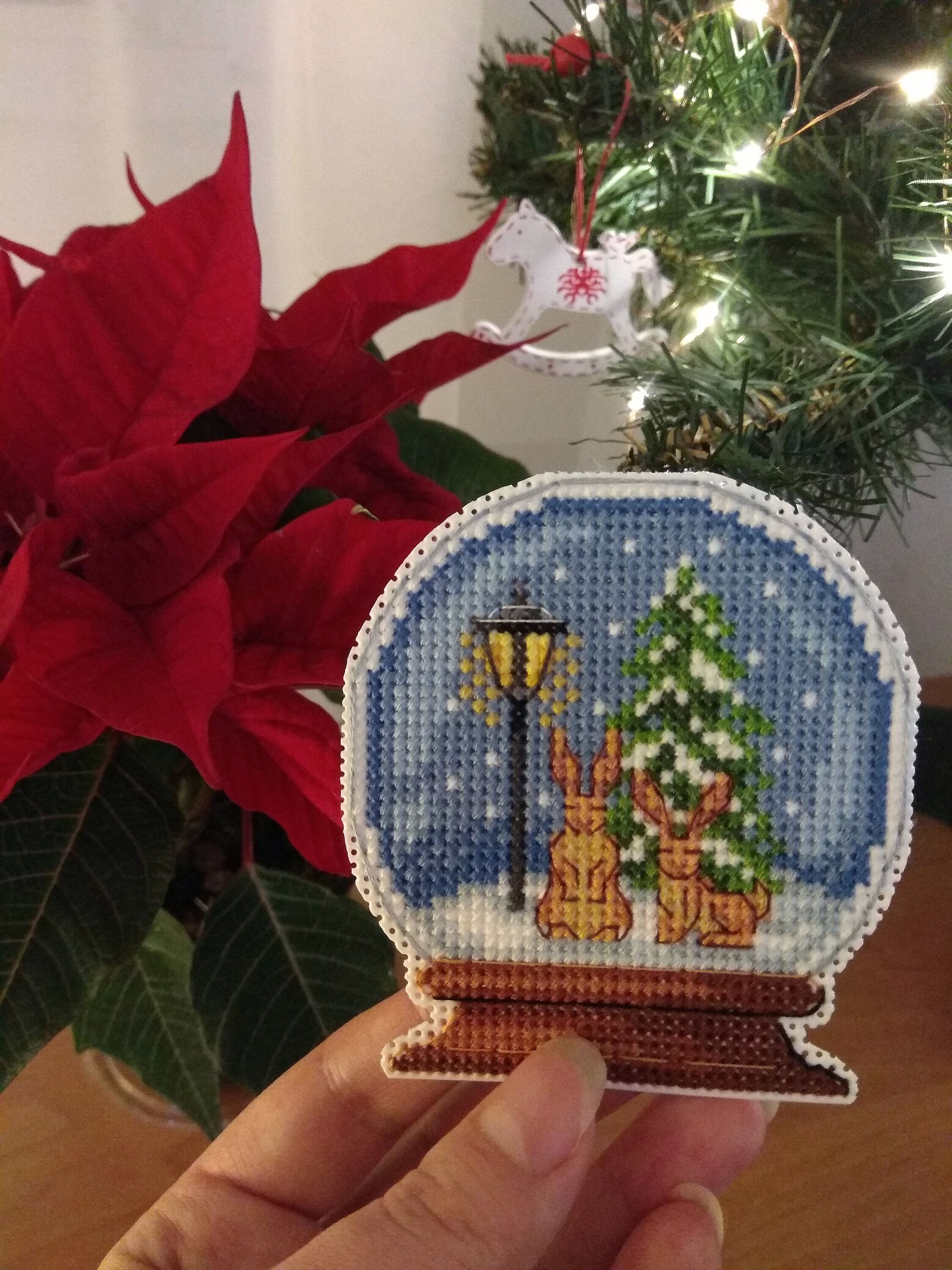 Unfinshed Wood Snow Globe Cross Stitch Display - Paisleys and
