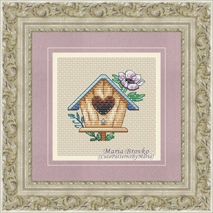 Cross Stitch Pattern &quot;Miniature birdhouse&quot; DMC Chart Needlepoint Embroidery Printable PDF Instant Download