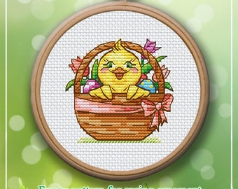 Cross Stitch Pattern Chicken No4 from the 5 Easter Chicks collection DMC Chart Printable PDF Instant Download