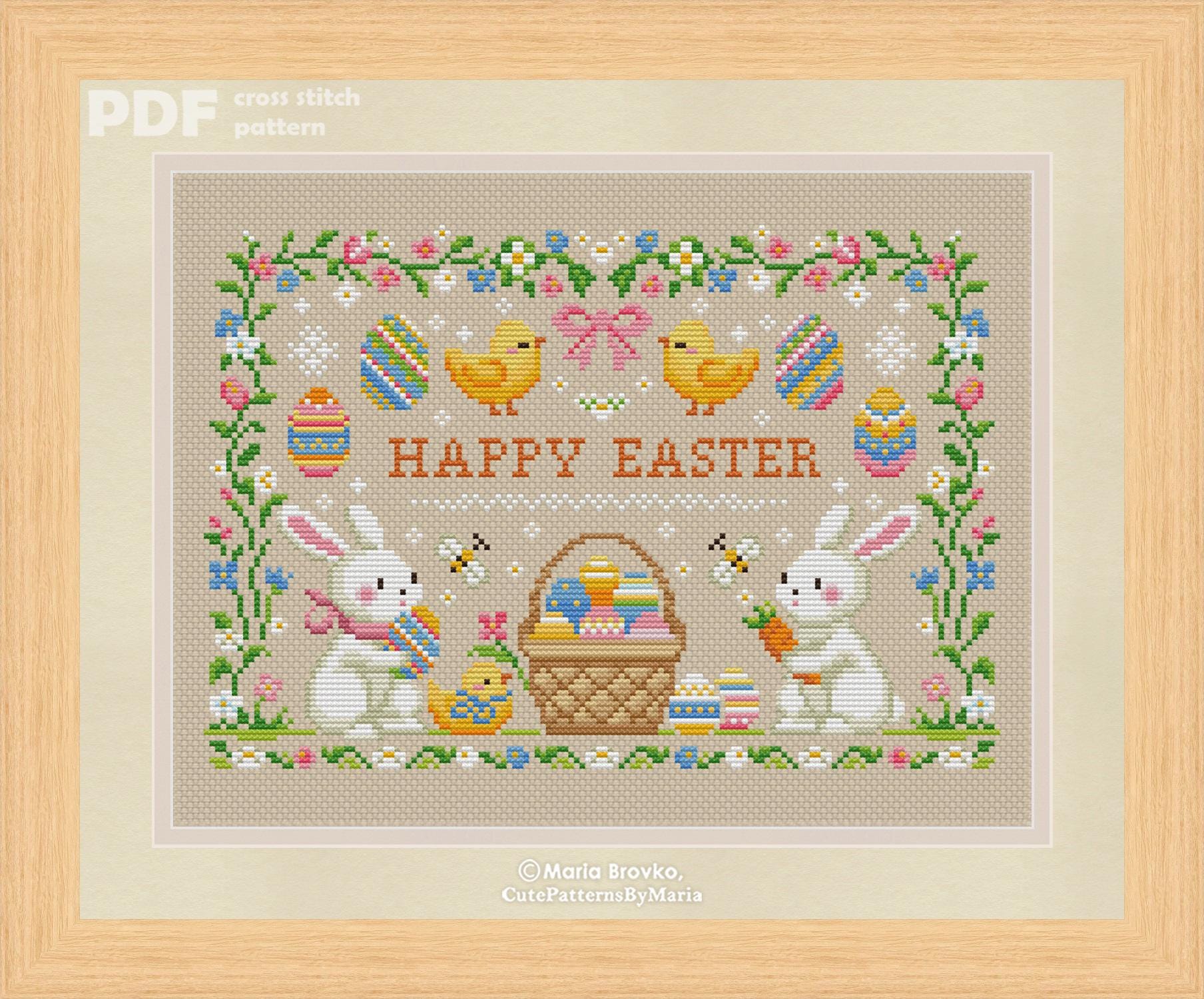 Cross Stitch Pattern Cute Easter Sampler DMC Chart Printable PDF ...