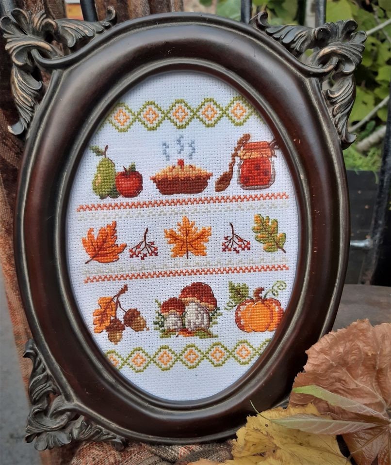 Cross Stitch Pattern Lovely Autumn Sampler DMC Cross Stitch Chart ...