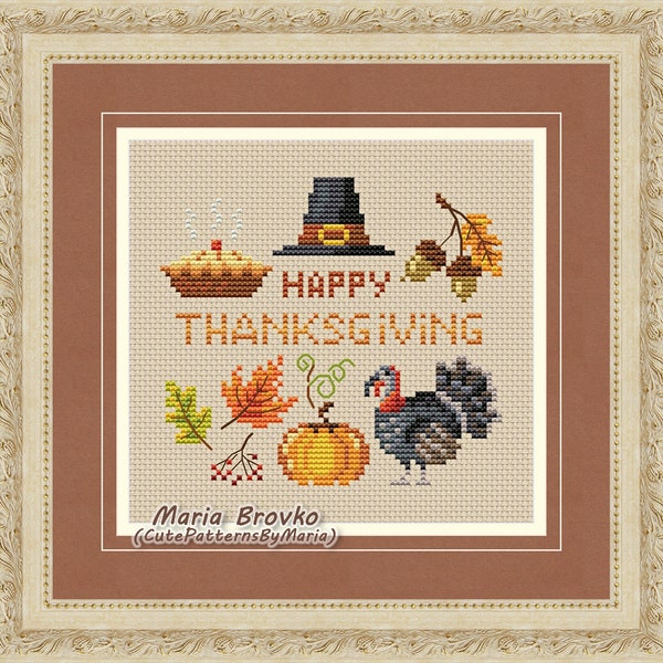 Cross Stitch Pattern Thanksgiving Day DMC Chart Embroidery Printable PDF Instant Download